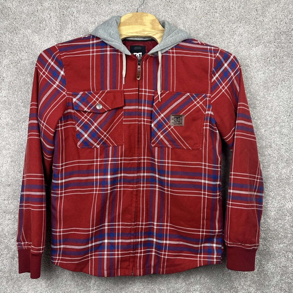 DC Plaid Flannel Shacket Men's‎ Size Medium Red Skate Streetwear Y2K